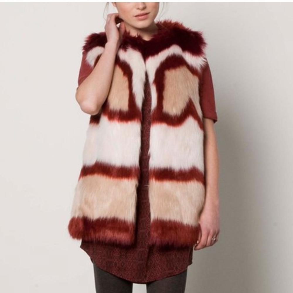Maison Scotch Faux Fur Vest One Size